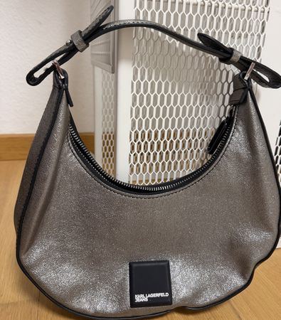 Karl Lagerfeld Jeans Hobo Bag Metallic Silver Used