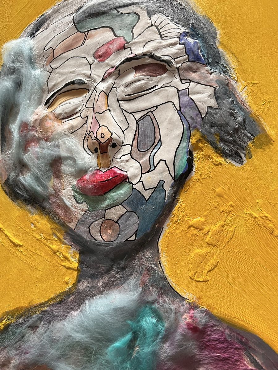 Gemälde: Abstraktes Mixed Media Portrait Gesicht, MDF Board – Neu und originalverpackt aus Kreuzlingen von eszanza 3