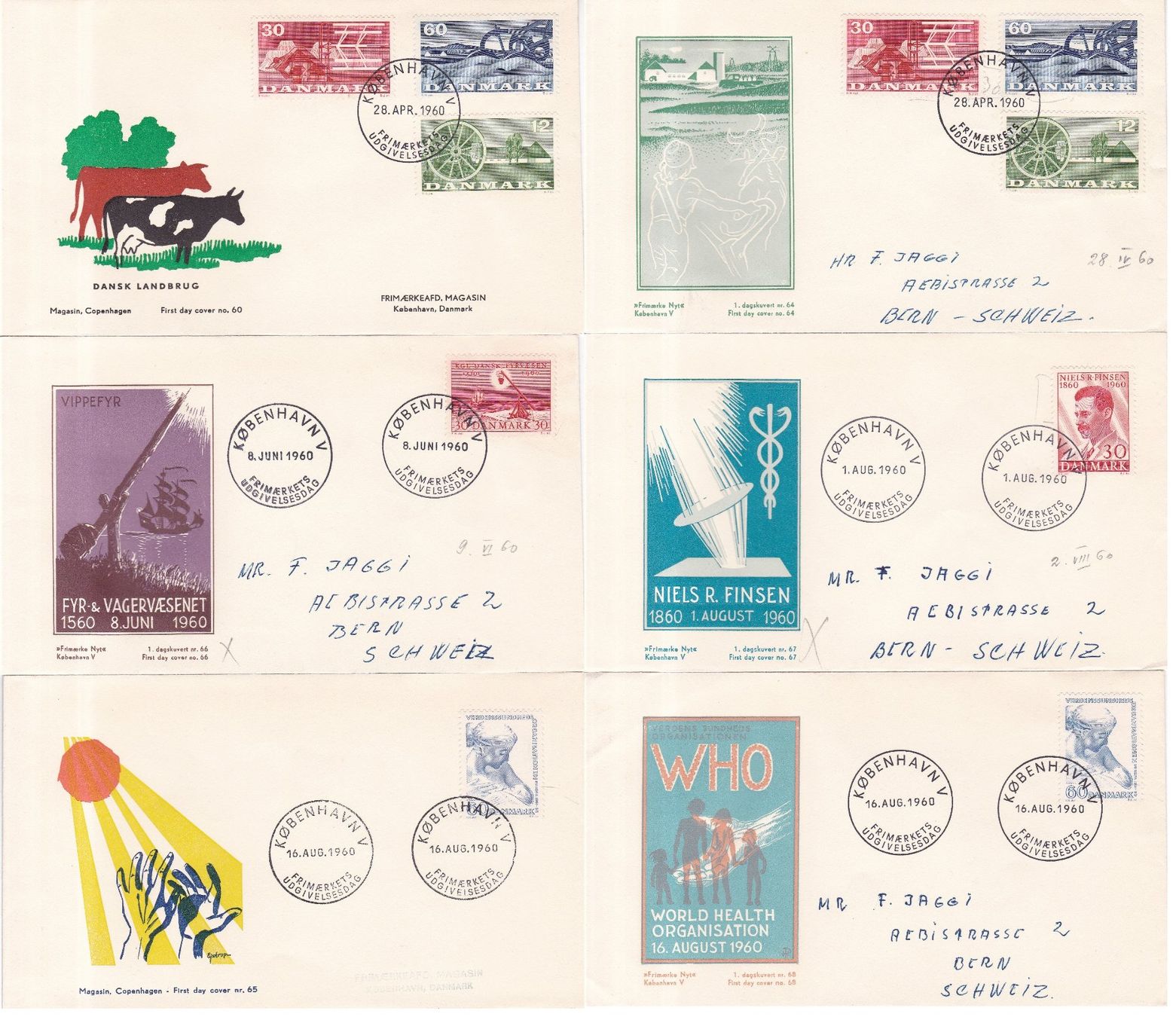 Tutti i francobolli: 54 Stk. FDCs, 1.Tagsbriefe "Dänemark" ab 1947 – Usato da Münchwilen AG venduto da Nesar 3