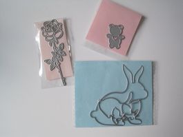 versch. Stanzschablone aus Metall Hasen, Rose, Baerli