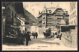 AK Zermatt, Ortsansicht mit Geschäften