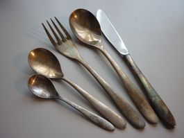 Versilbertes Swiss / Swissair Besteck 5 tlg.