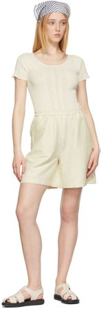 TOTEME Stretch Linen Shorts Beige High Rise Bermudas