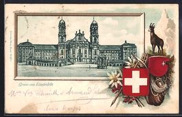 Litho Einsiedeln, Blick auf das Schloss,