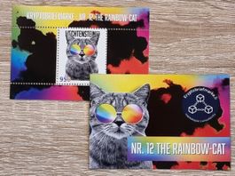 FL-Cryptobriefmarke Nr. 12 - The Rainbow-cat - Grüne Brille