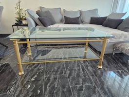 Vintage, exklusiver Salontisch aus Glas & Messing