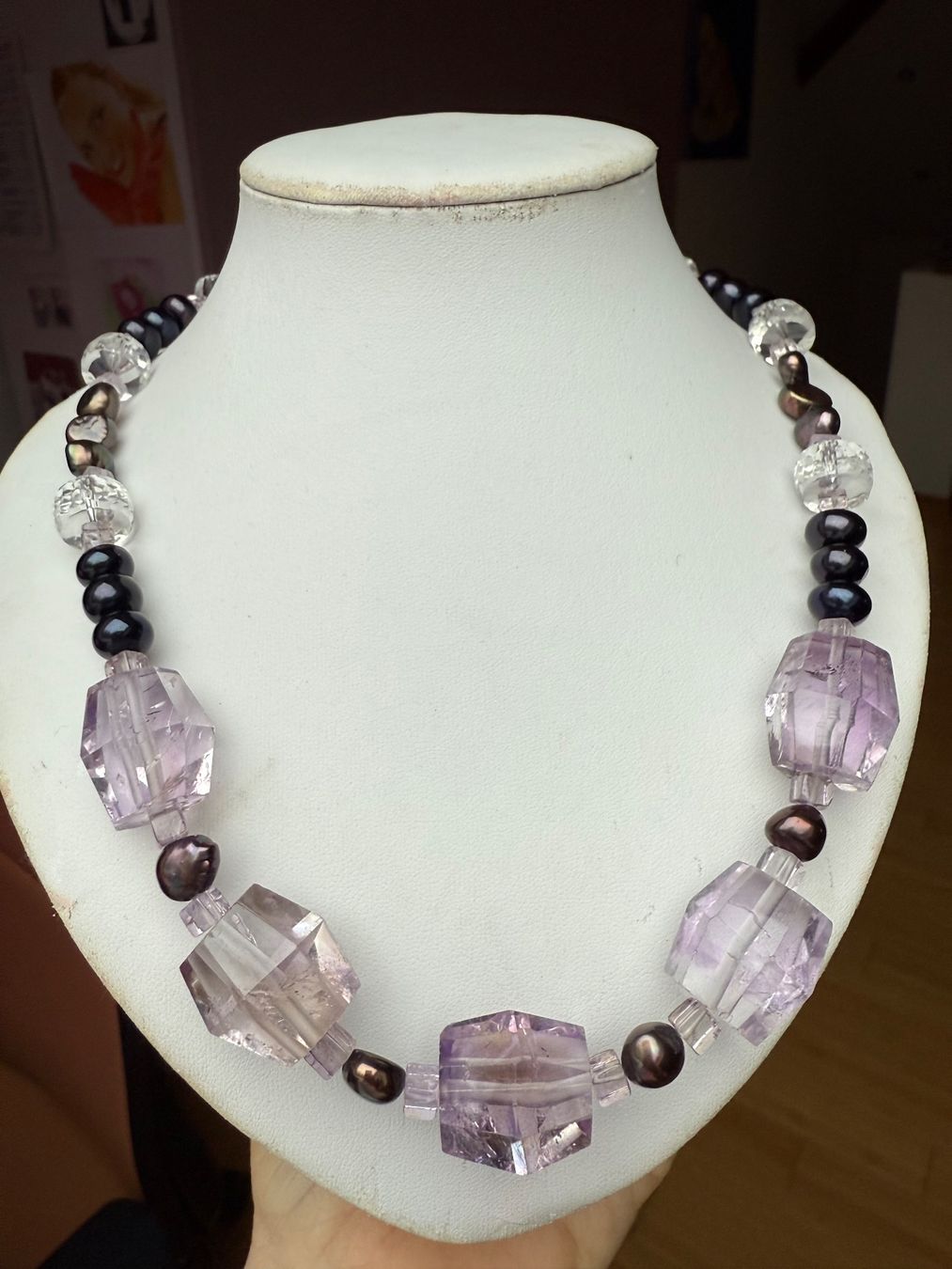 Catenine: Grosse Amethyst, Bergkristall, Perlen – Nuovo (secondo la descrizione) da Basel venduto da Chili007 2