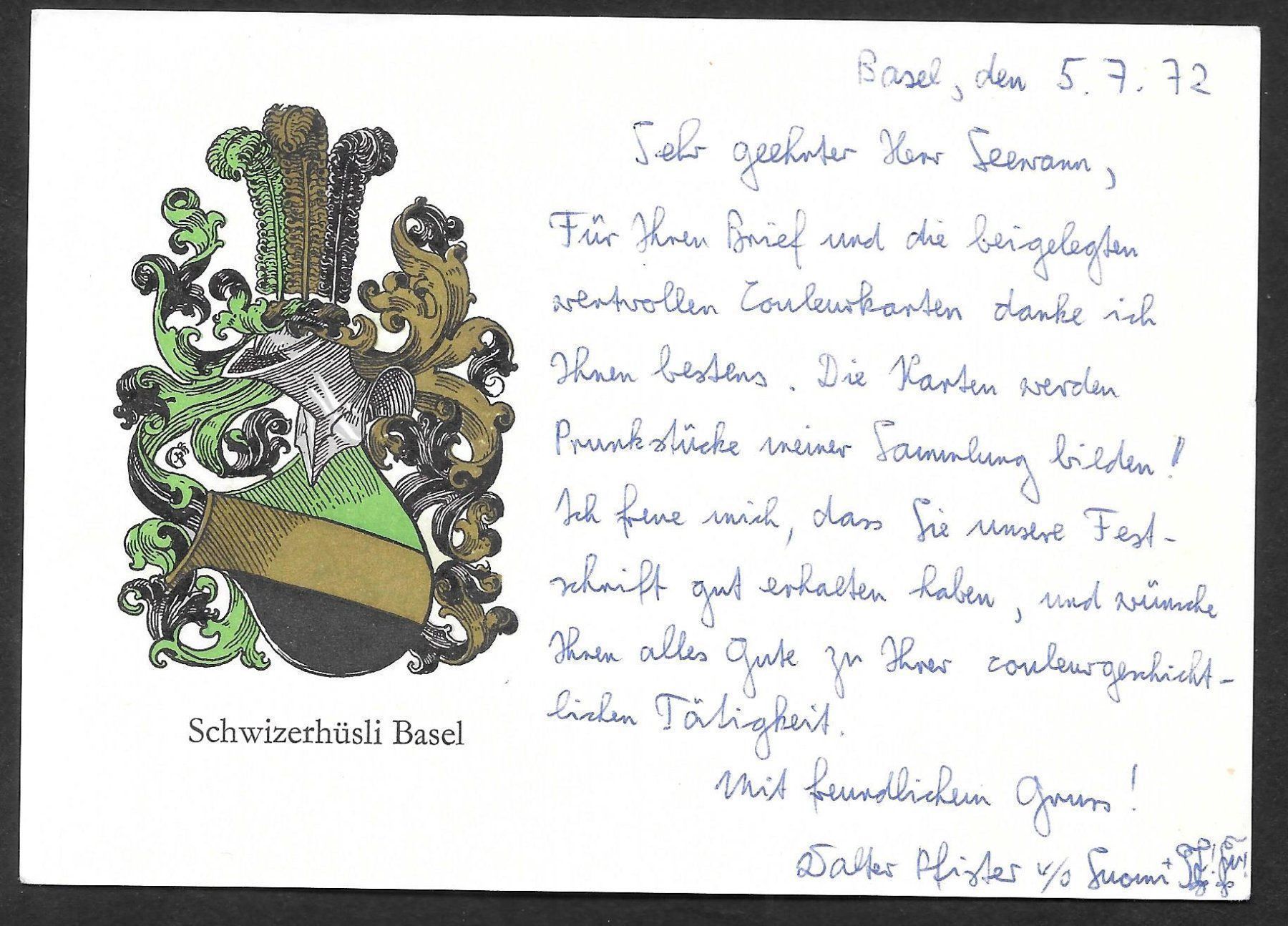 Cartoline postali: Studentenverbindung Schwizerhüsli Basel – Usato da Olten venduto da clotaldi