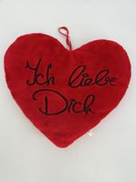 Herz Plüsch Kissen mit Schriftzug Ich liebe Dich 