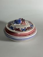 Scatola in ceramica vintage, dipinta a mano, anni '50.