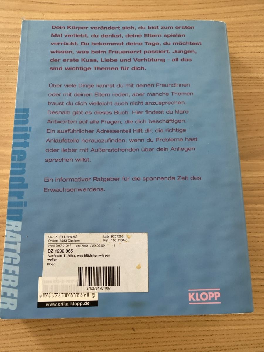 Libri: Mädchenbuch "Alles, was Mädchen wissen wollen" – Usato da Uttigen venduto da edicomedy 1