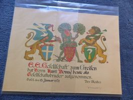 Otto Plattner,Litho,Gesellschaft zum Greifen,3 Ehrenzeichen