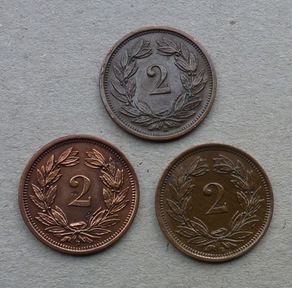 Tutti le monete: ++ 2 Rappen 1926 / 1927 / 1928 – Usato da Walkringen venduto da Casablanca777 1