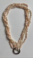 Collana perle fiume miste 4 fili chiusura anello acciaio