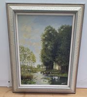 Ölgemälde Flusslandschaft mit Kühen | Signiert Rietmeijer