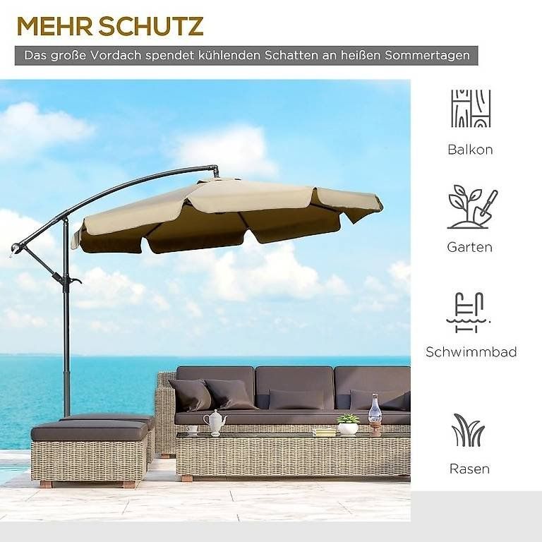 Sonnenschirme: Sonnenschirm Ampelschirm mit Handkurbel Kaffee – Neu und originalverpackt aus Flawil von vivalacasa 5