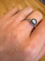 Eleganter 925 Silberring mit edler dunkler EchtPerle Gr.58