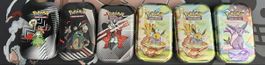 6 Pokémon Mini-Tins – leer – mit Blitza & Psiana