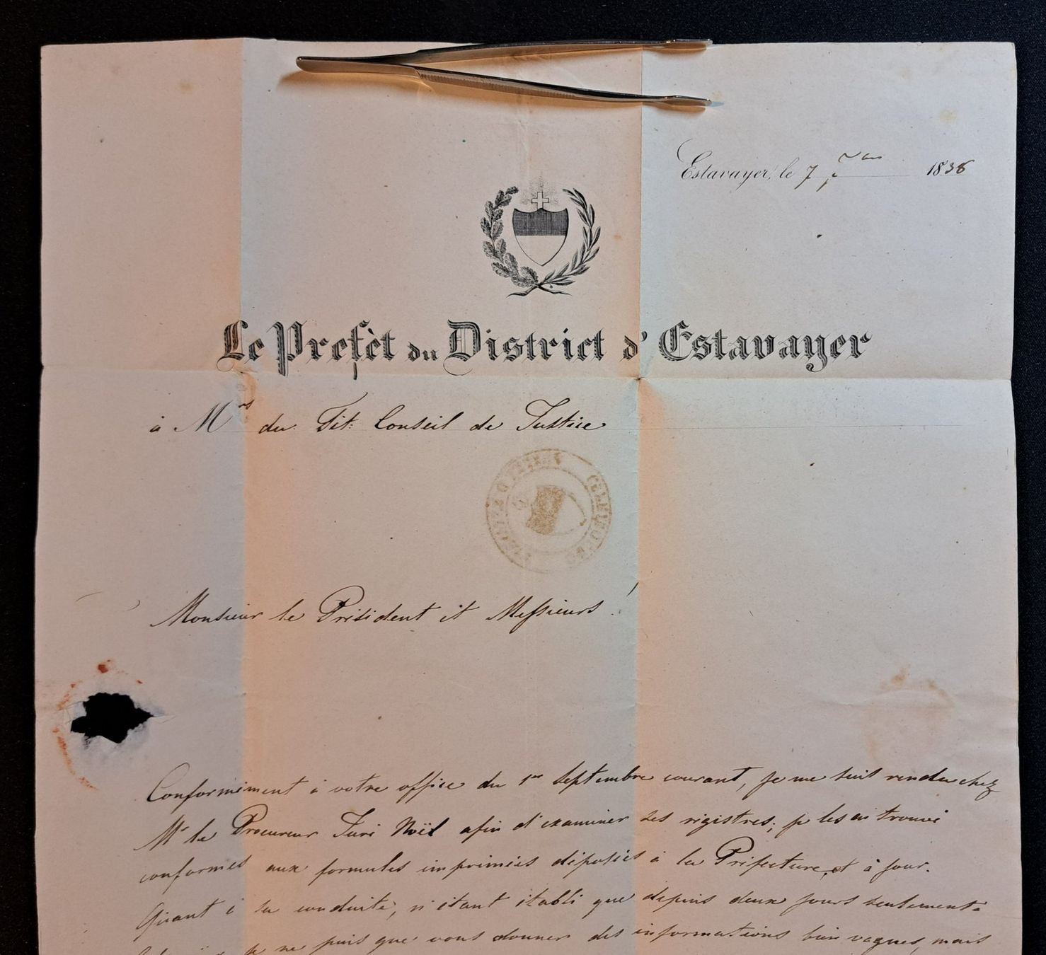 Tutti i francobolli: Estavayer 1838 - Gemeindestempel und Ovalstempel – Usato da Unterägeri venduto da PhilatelieStudiger 1