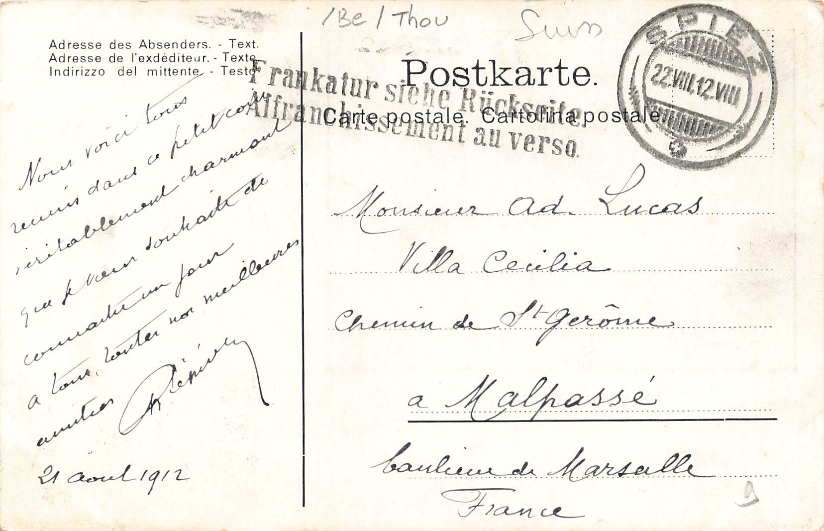 Cartoline postali: Spiez BE hotel pension see Thunersee – Usato da Biasca venduto da Blenio71 1