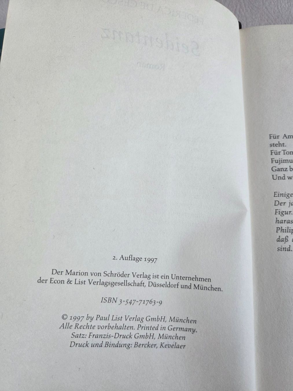 Libri: Federica de Cesco - Seidentanz – Usato da Bergdietikon venduto da Tanne_10 3