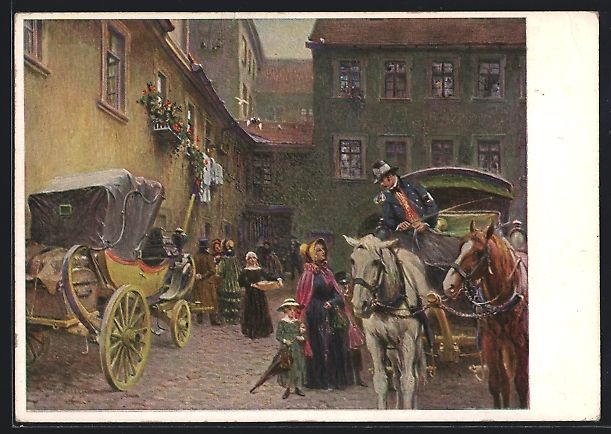 Cancelleria postale: Bamberg, Postkutsche auf dem Posthof, La – Usato da Berlin venduto da bartko-reher