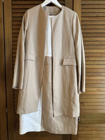 Scapa Leinen Kleid und Balzer Set, Beige, Grösse 38