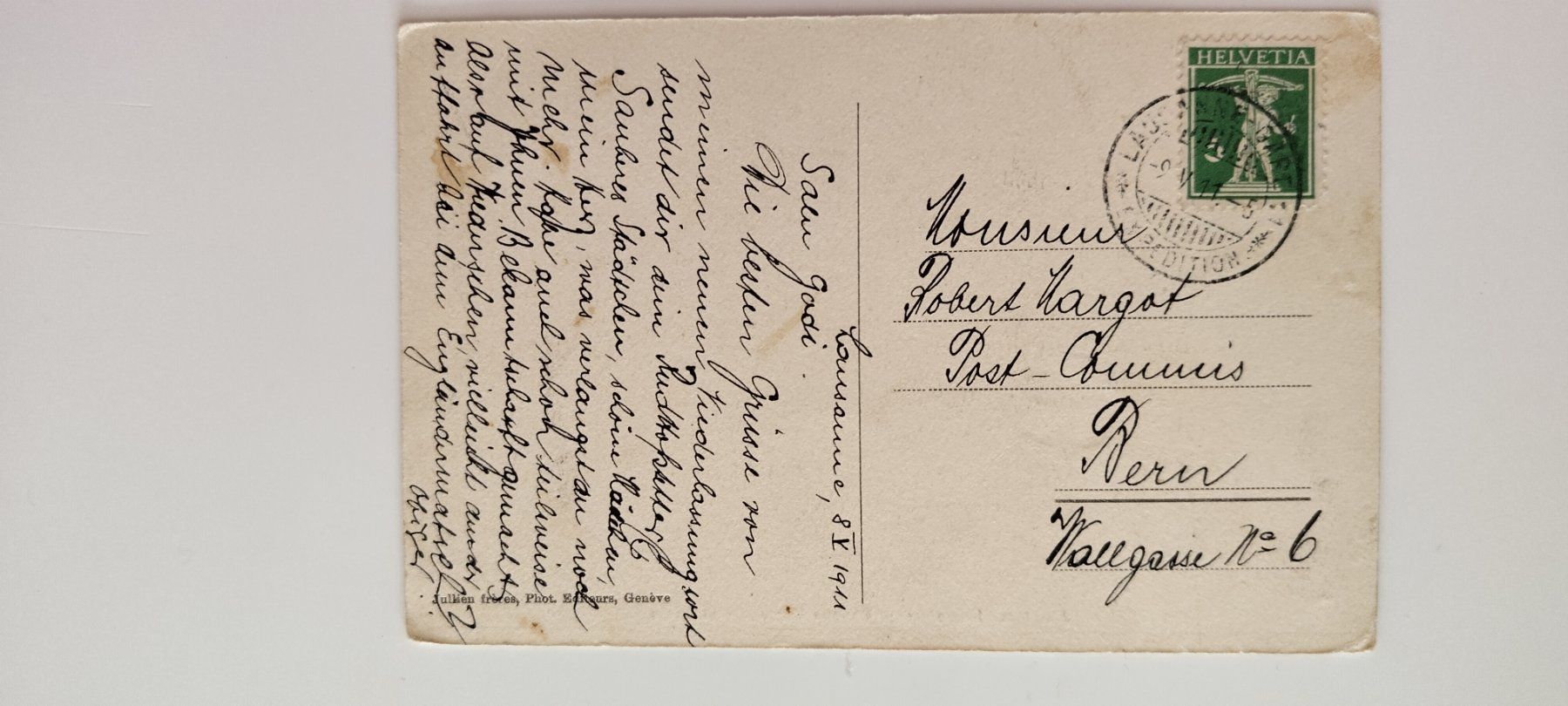 Ansichtskarten: Lausanne Banque et Post  dat.1911 – Gebraucht aus Ohmstal von Lebensfreude05 1
