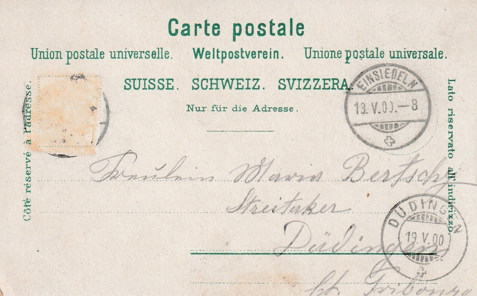 Cartoline postali: AK Einsiedeln gel. 18.5.1900 – Usato da Fribourg venduto da schnalla92 1