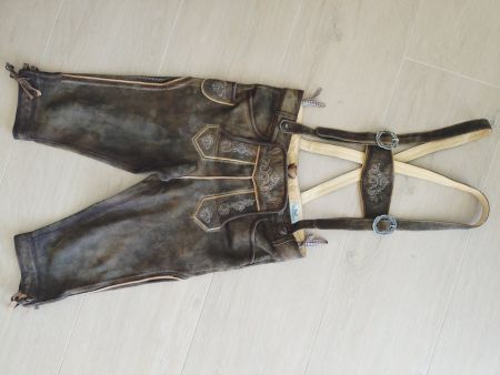 Pantalon en cuir knickerbocker à bretelles (Oktoberfest)