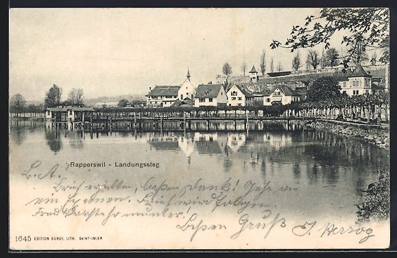 Cartoline postali: AK Rapperswil, Landungssteg, 1904 – Usato da Berlin venduto da bartko-reher