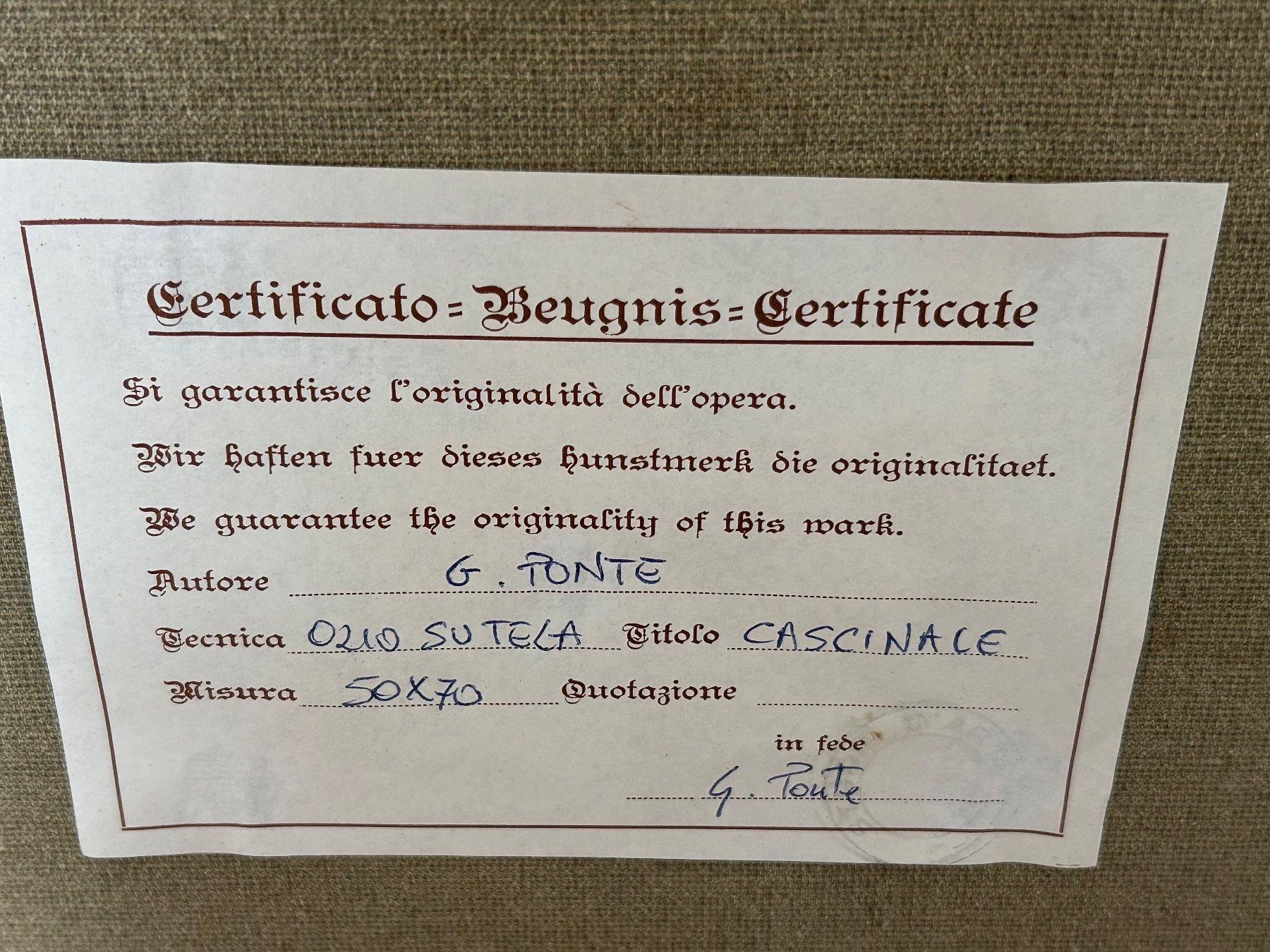 Gemälde: BILD  von  G.PONTE – Gebraucht aus Olten von Pablo7 4