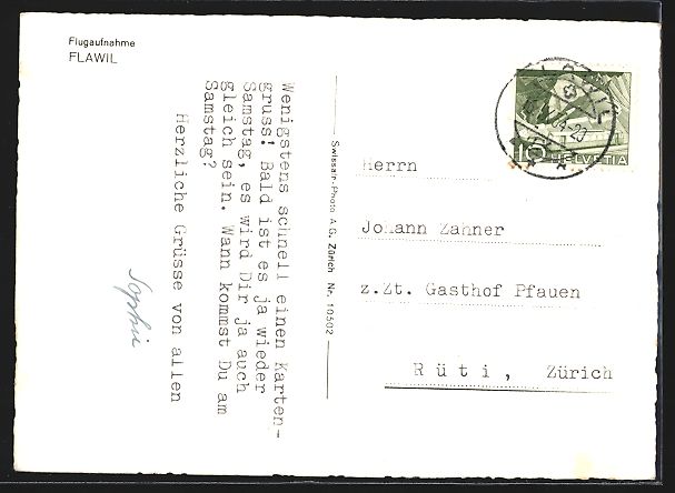 Cartoline postali: Flawil, Gesamtansicht vom Flugzeug aus – Usato da Berlin venduto da bartko-reher 1