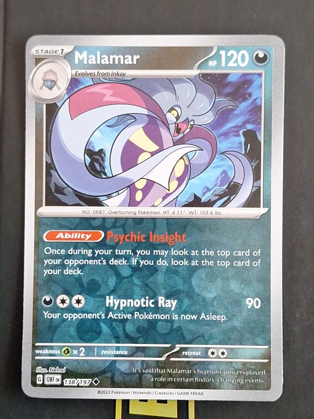 Pokémon Carte collezionabili: Malamar - Pokemon Reverse Holo Obsidian Flames – Usato da Altstätten SG venduto da GGsGameshop