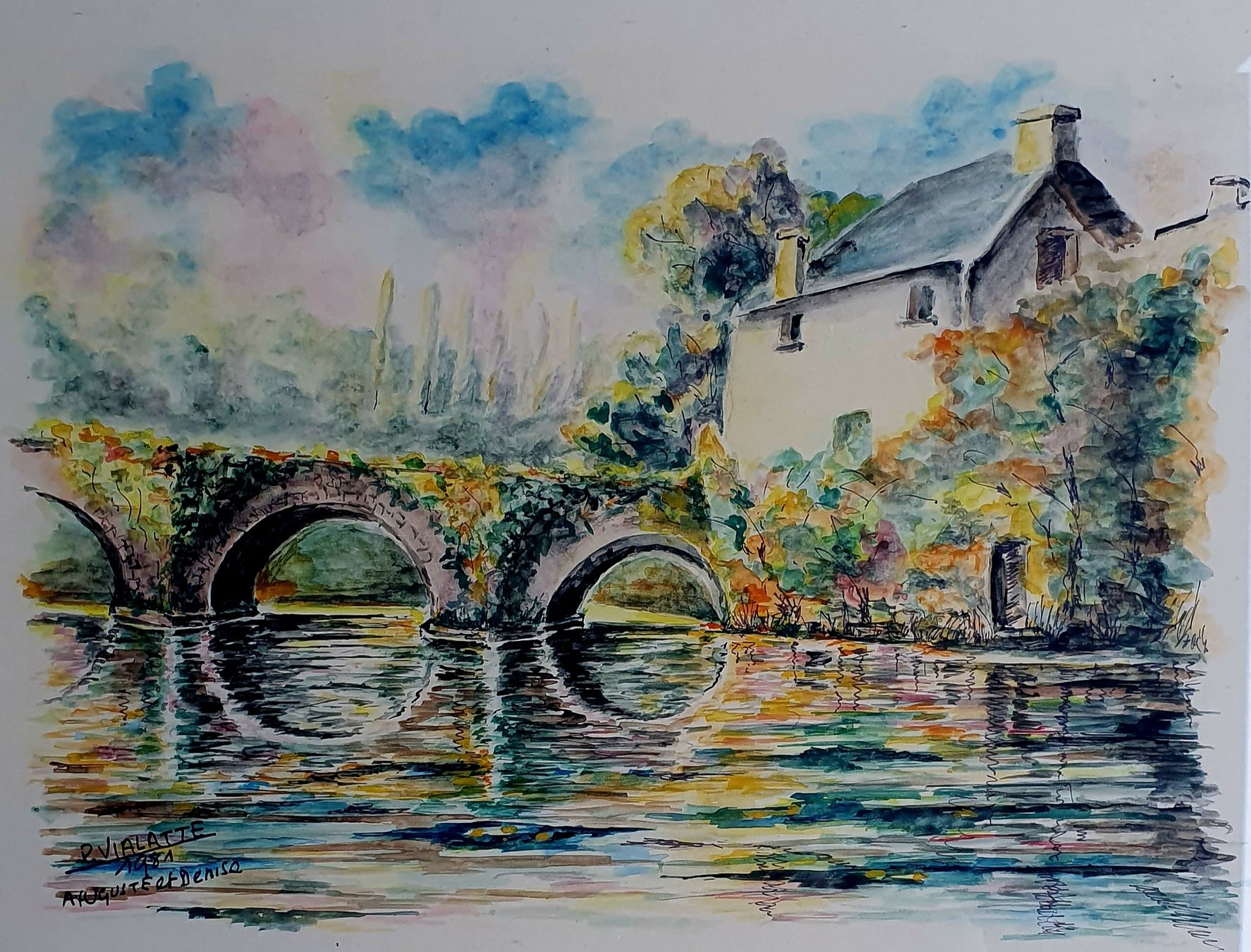 Gemälde: Superbe tableau sous vitrage P. Vialatte – Gebraucht aus Servion von meno999 1