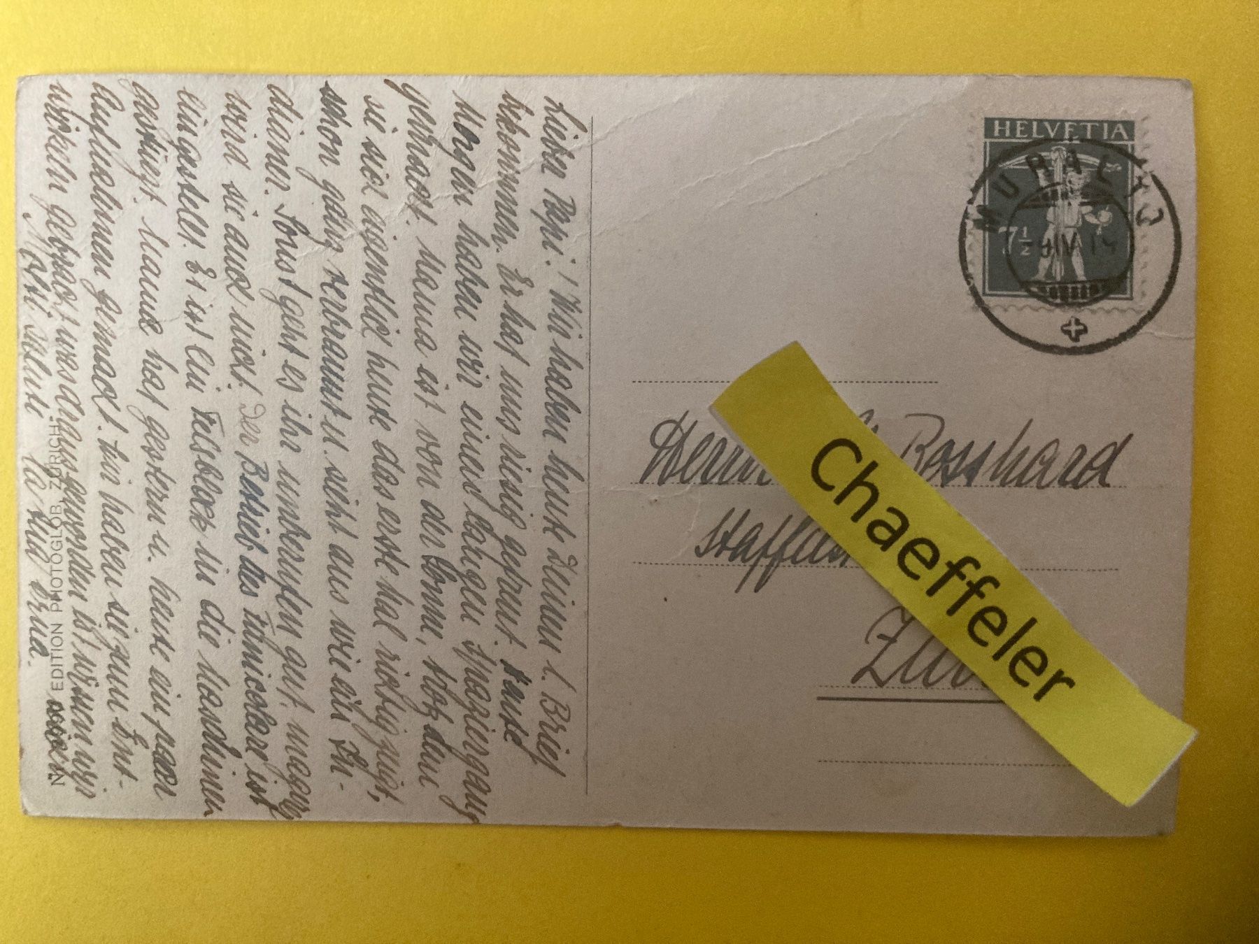 Cartoline postali: 1914 Orselina – Usato da Zürich venduto da Chaeffeler 1