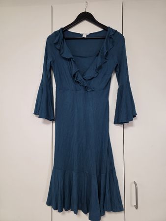 Umstandskleid H&M Mama petrol mit Volants Grösse S Viskose