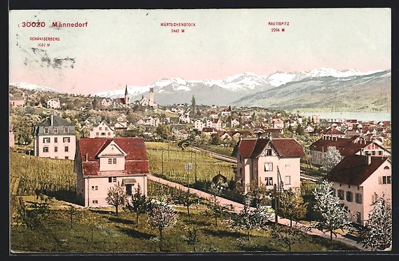 Cartes postales: Männedorf, Ortspanorama mit Murtschenst – D'occasion à Berlin par bartko-reher