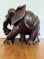 Großer Elefant mit Baby, Holz - Handarbeit, sehr schön 3.4Kg