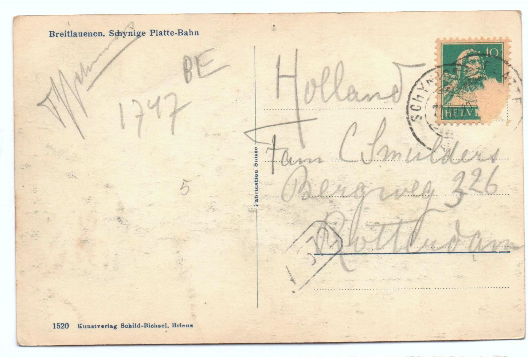 Cartoline postali: BREITLAUENEN Schynige Platte-Bahn – Usato da Jona venduto da philajona 1