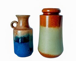 Scheurich 549-21cm Ü-Keramik 1756/18 cm vase 2x vintage 60s
