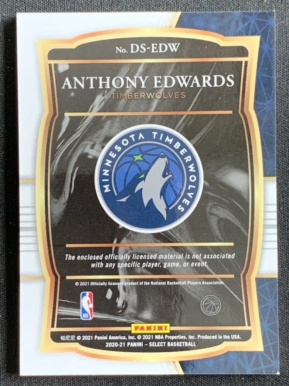 Nba Cartes à collectionner: 2020 Panini Select Draft Selections Memo Anthony Edwards – Neuf (Voir description) à Dorénaz par swisskid_cards 1
