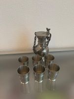 Zinnkrug mit 6 Becher, wunderschöne Vintage Bar-Deko.