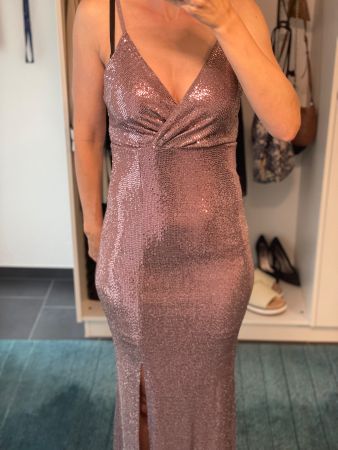 Funkelndes Abendkleid/Cocktailkleid, Roségold, Gr. 36