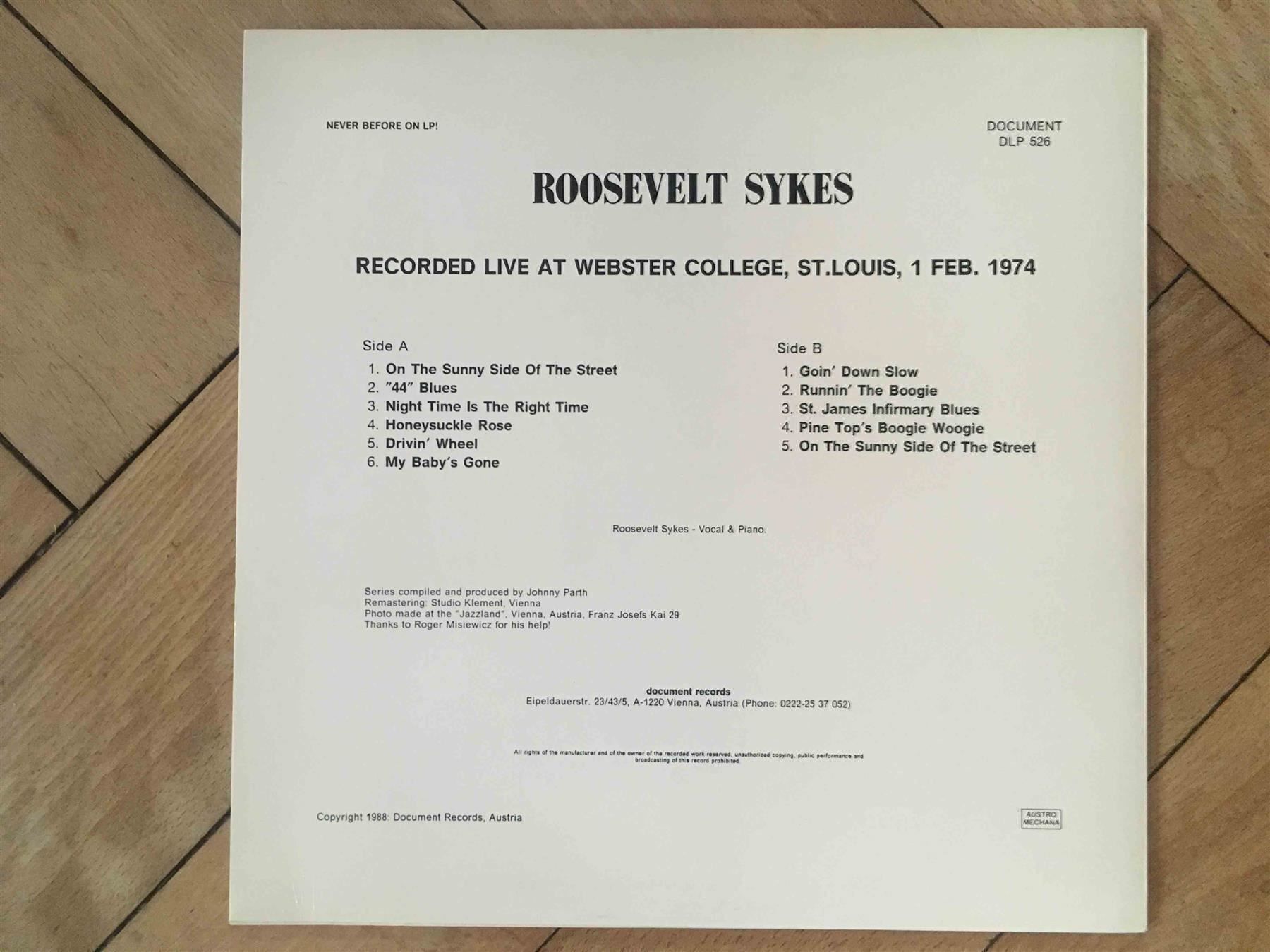 Dischi in vinile: Roosevelt Sykes - At Webster College '74 – Usato da Luzern venduto da Needful_Things 2