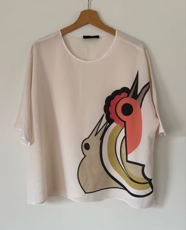 PIAZZA SEMPIONE Bluse Damen Gr. IT 44 M L 100% SEIDE 