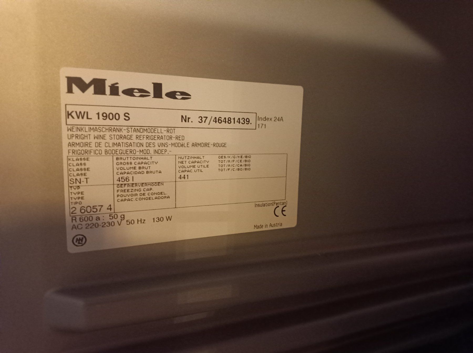 Miele Réfrigérateurs: Weinlagerschrank – D'occasion à Mettmenstetten par Motoro66 1