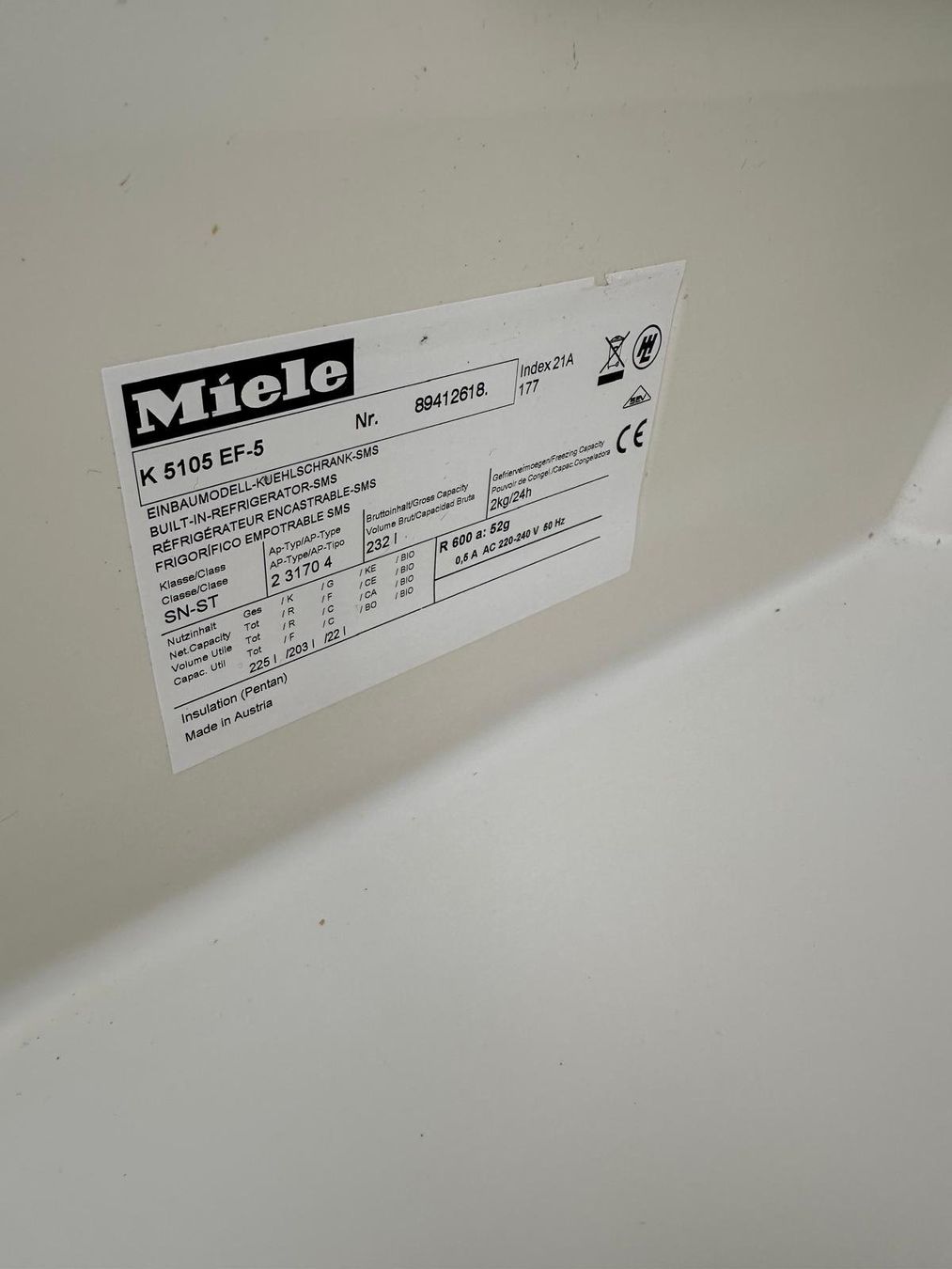 Miele Kühlschrank: Kühlschrank Einbaukühlschrank Miele – Gebraucht aus Spreitenbach von Space_X 5
