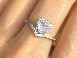 💜 Herz Amethyst Ring 925 Silber Verstellbar ✨