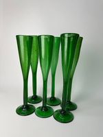 Lot de 6 verres de champagne en pâte de verre artisanale